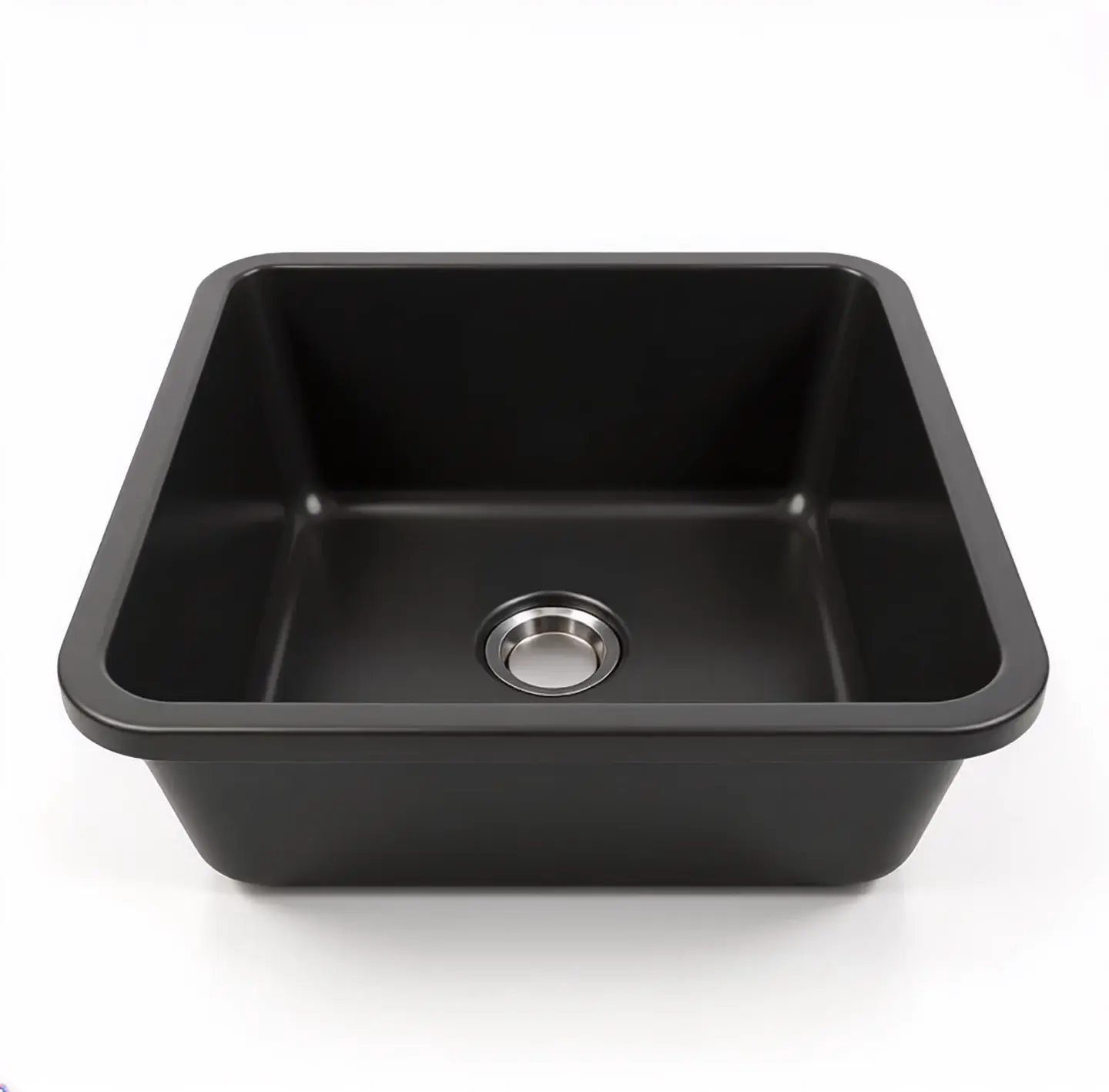 FREGADERO GRAFITO COLOR NEGRO PLATEADO DE 440X380X180MM ACERO INOXIDABLE INCLUYE SIFON Y SOPAPA