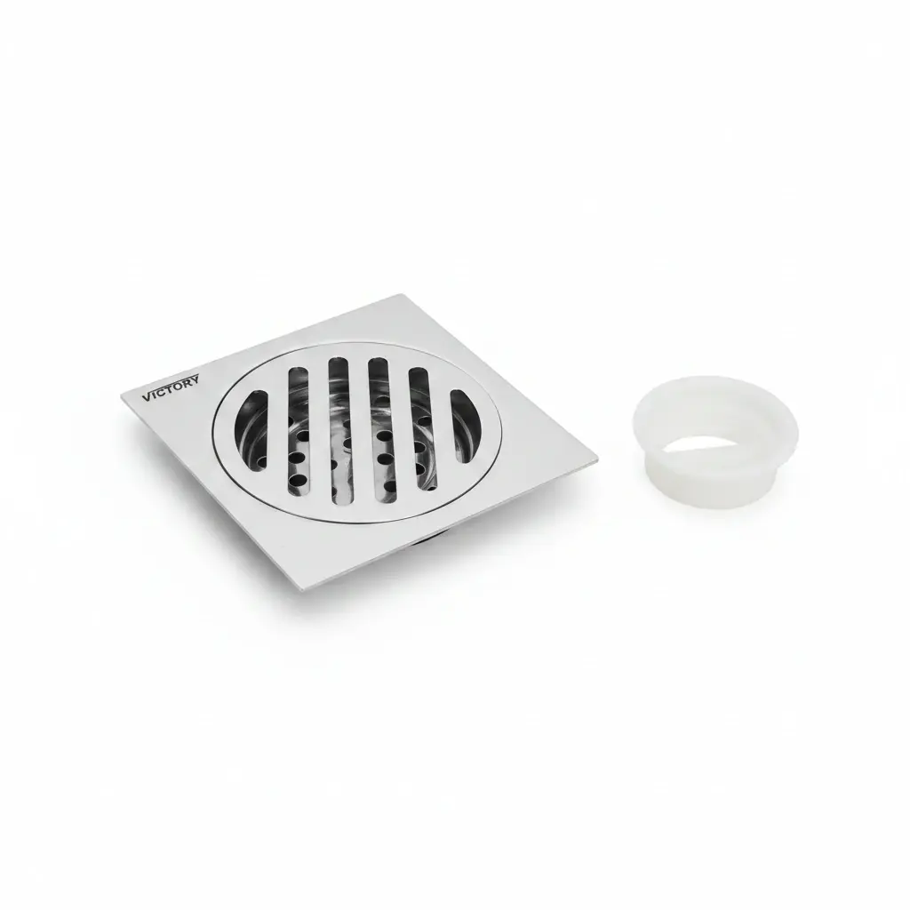 REJILLA DE PISO 10 X 10 CROMO CON TAPA OLORES CROMO LATON PLUS
